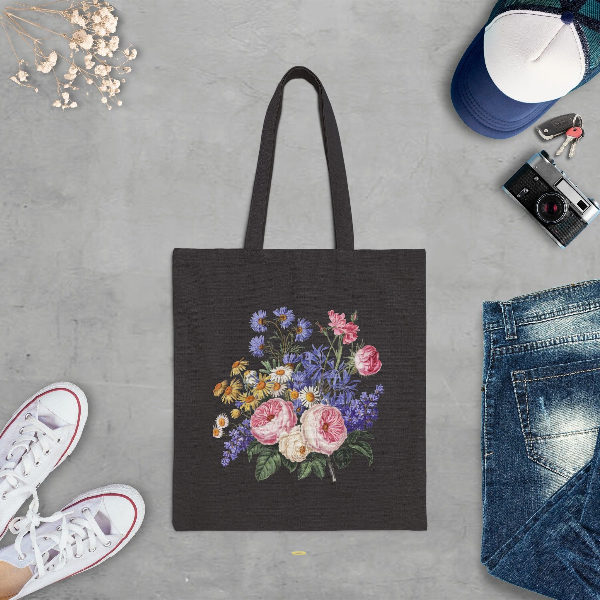 Tote_ Vintage Style Boho Flower bouquet (2)