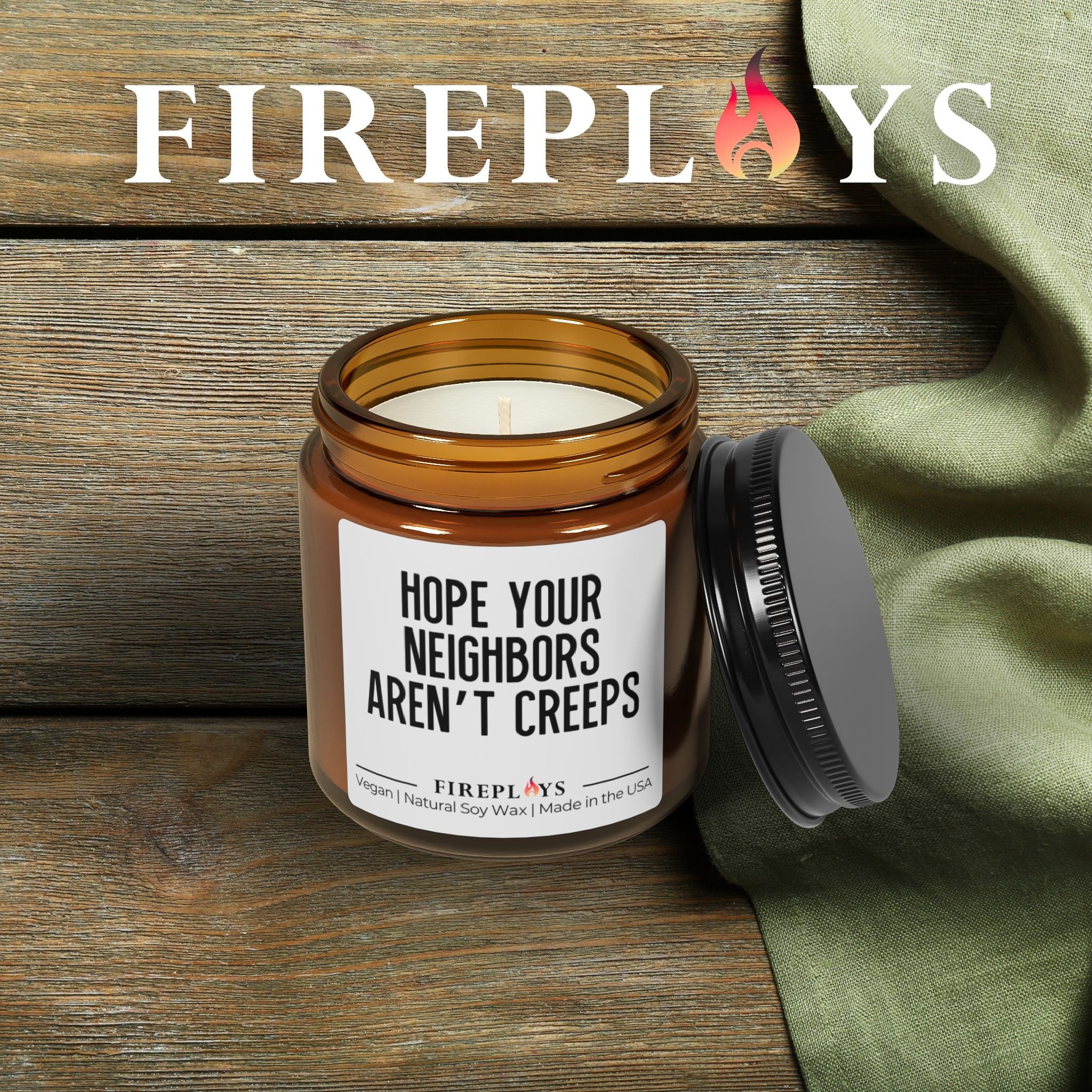 creepy neighbors fun candle, funny home decor congrats gift funny housewarming gift new home gift homeowner soy scented candle
