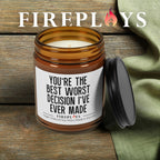 Soy Candle, Funny Gift Candle, Humor Candle Gift, Amber Jar, Scented Candle with Message, Best Worst Decision Candle, Gift for Friend, Gift