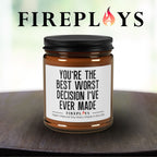 Soy Candle, Funny Gift Candle, Humor Candle Gift, Amber Jar, Scented Candle with Message, Best Worst Decision Candle, Gift for Friend, Gift