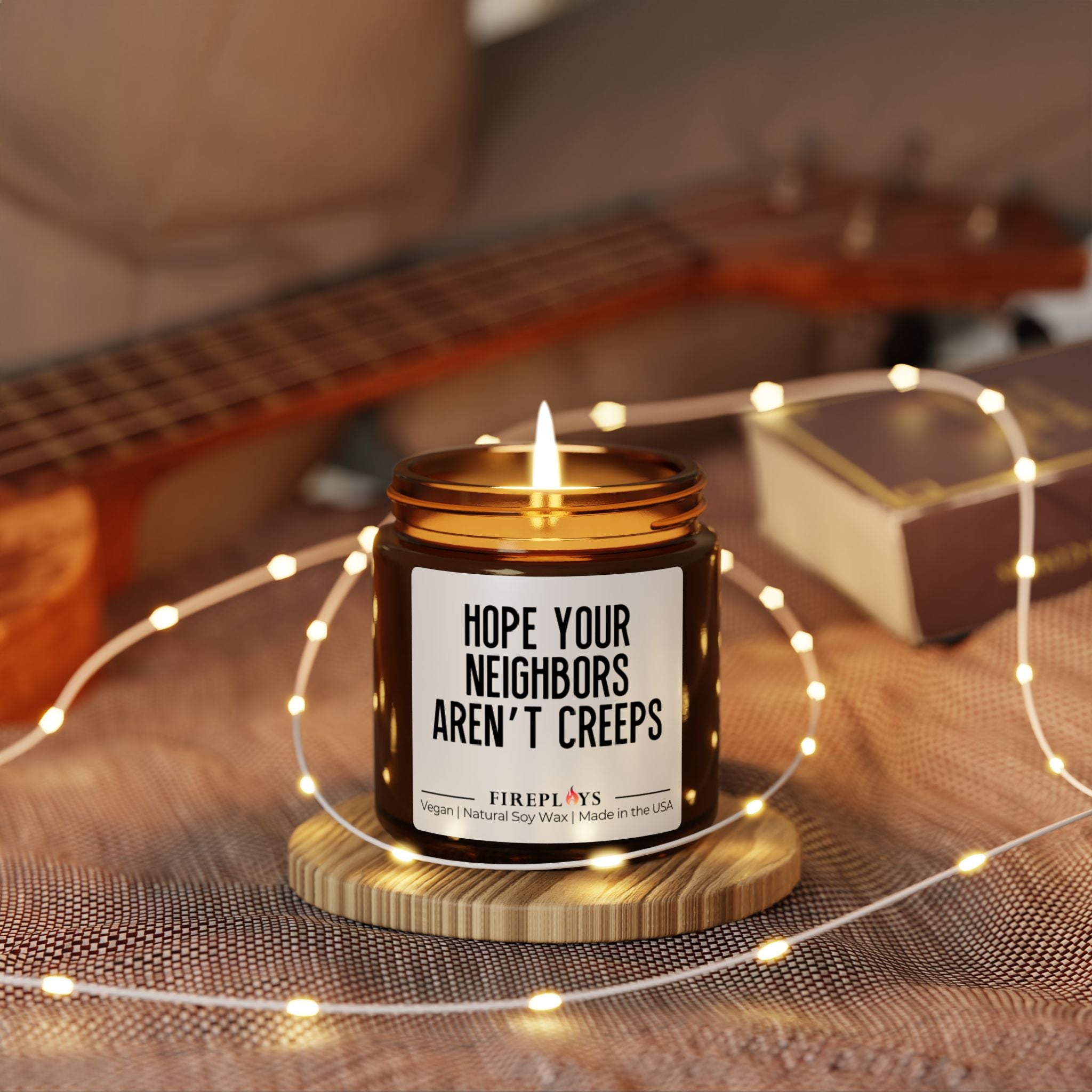 creepy neighbors fun candle, funny home decor congrats gift funny housewarming gift new home gift homeowner soy scented candle