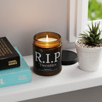 Funny Personalizable RIP Birthday Candle Scented Soy Candle, Amber Jar