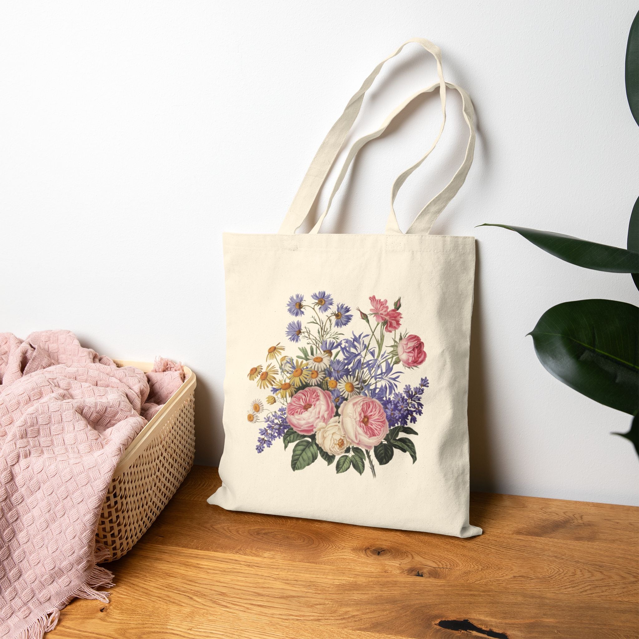 Tote_ Vintage Style Boho Flower bouquet (2)
