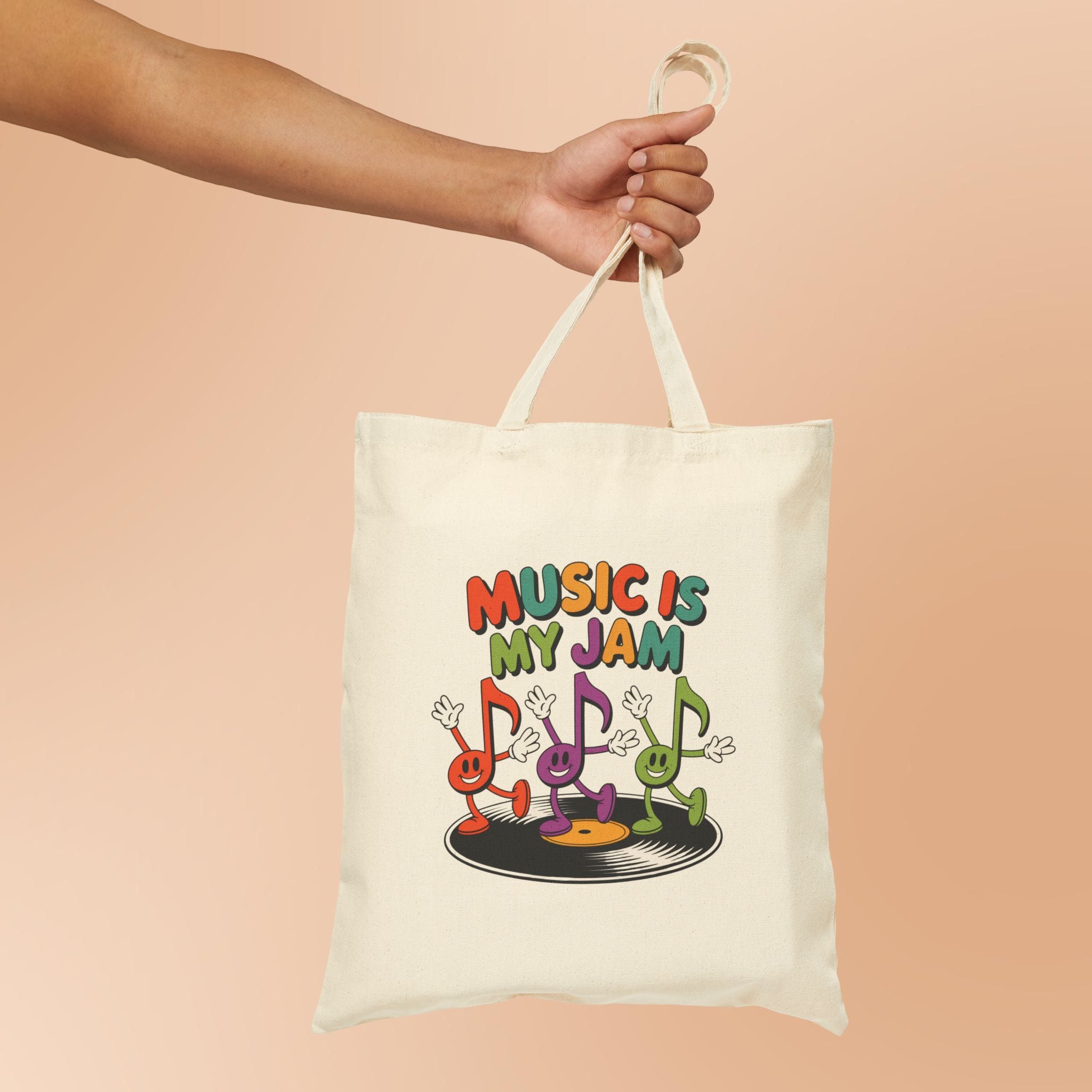 Music Band Teacher Vinyl Record Tote Bag - Gift for Old School Music Lovers, Cotton Canvas Shopper, Music Teacher Appreciation, Musician