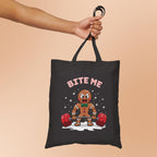 Bite Me Funny Weightlifting GingerBread Man Gift Tote