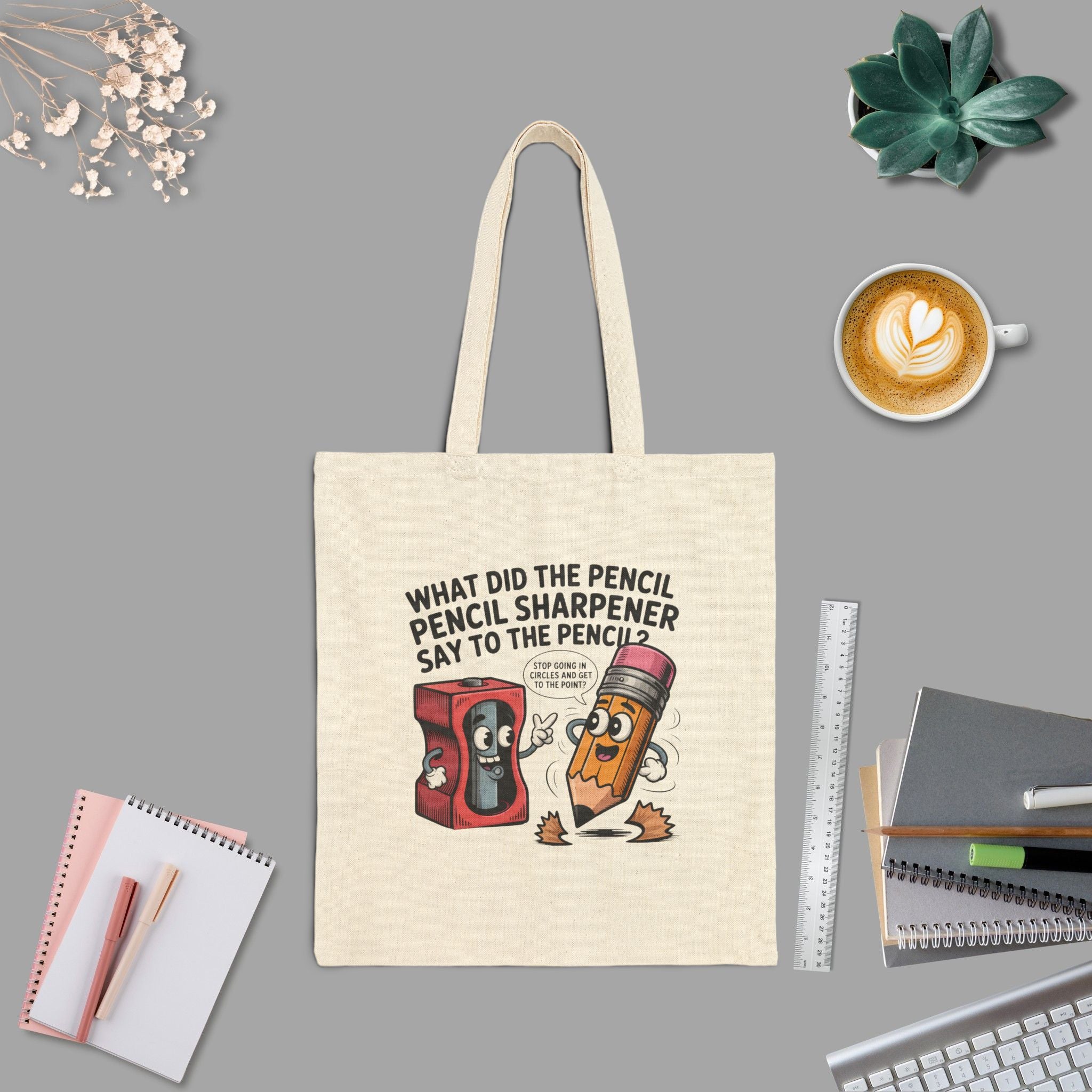 Funny Get to the Point Joke Pencil Sharpener Tote for Elementary Teacher