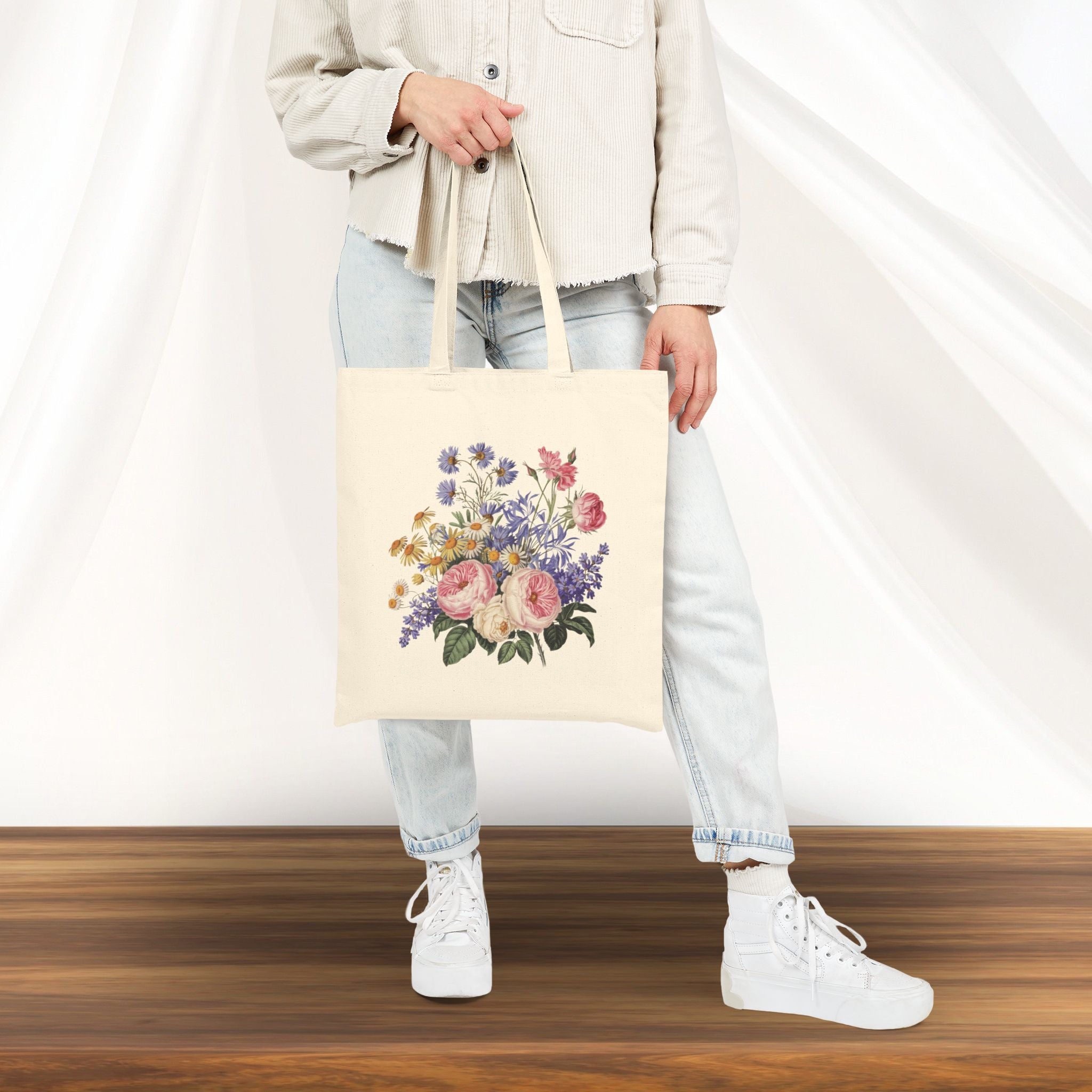 Tote_ Vintage Style Boho Flower bouquet (2)