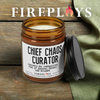 chief chaos curator candle, funny gift candle for chaos, scented soy candle, humor candle gift
