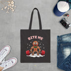 Bite Me Funny Weightlifting GingerBread Man Gift Tote