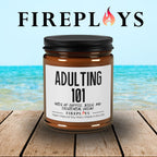 Adulting 101 --adulting 101 candle, funny gift candle, humor candle gift, scented candle with message