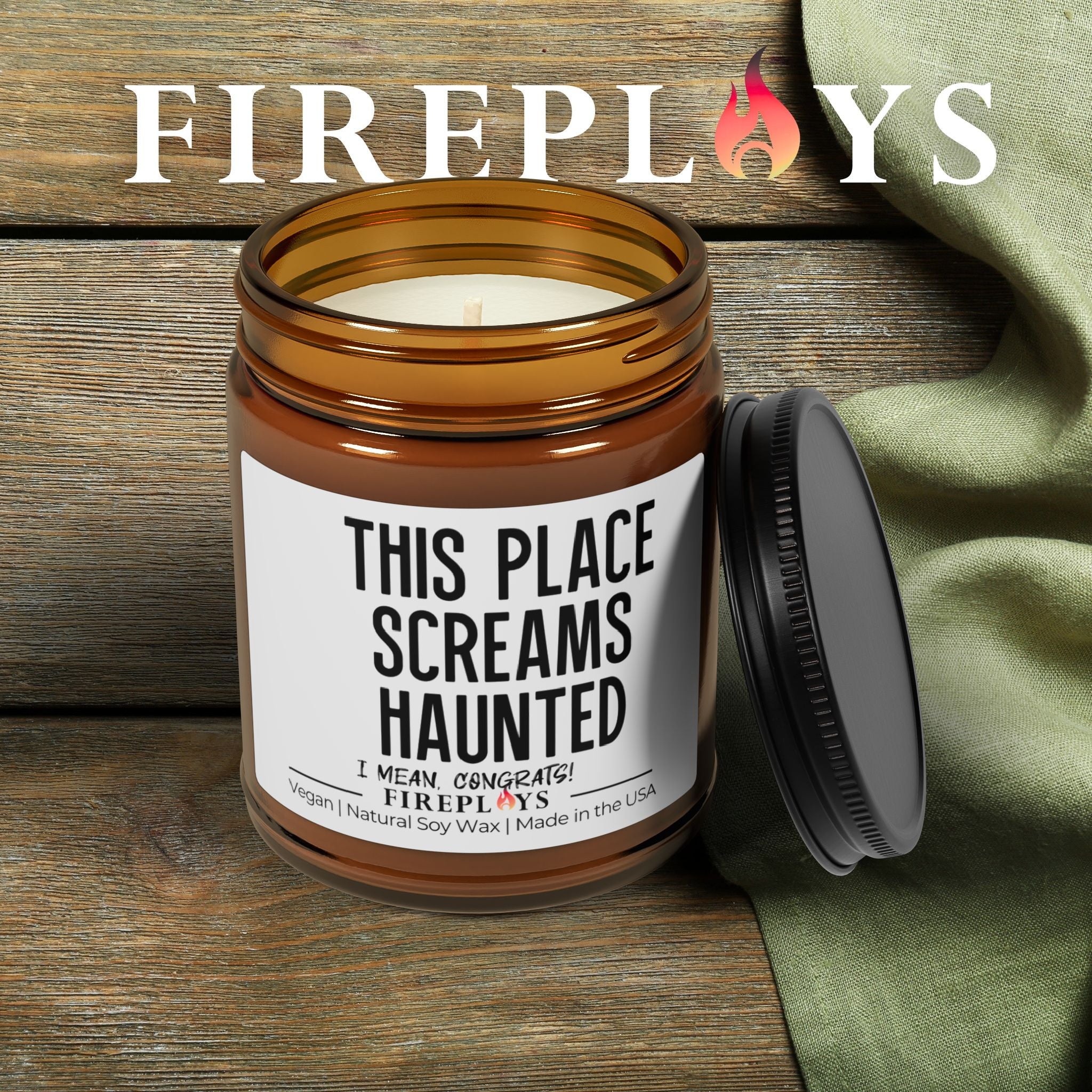 New Home gift, this place screams haunted candle, funny gift candle, humor candle gift, scented candle with message
