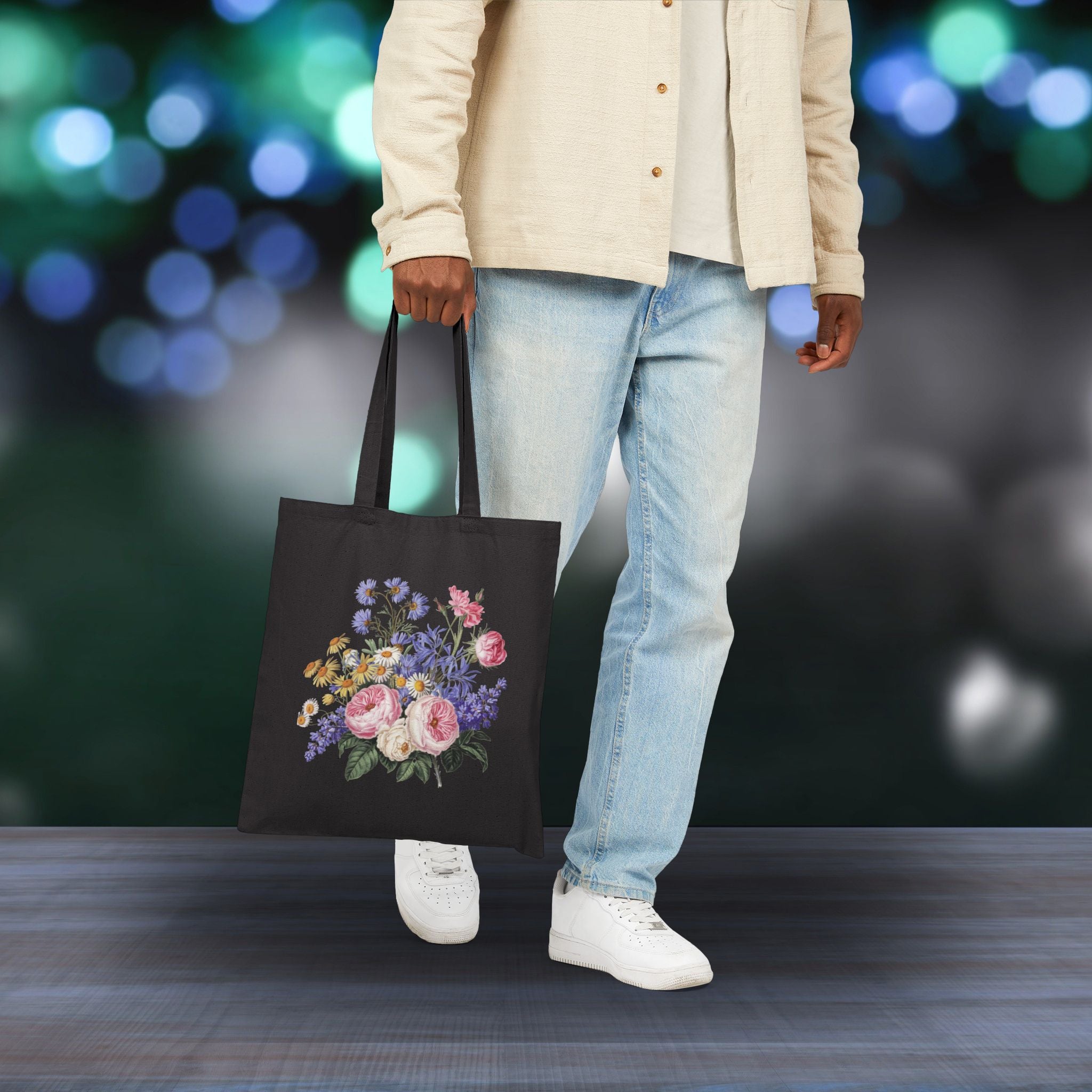 Tote_ Vintage Style Boho Flower bouquet (2)