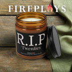 Funny Personalizable RIP Birthday Candle Scented Soy Candle, Amber Jar