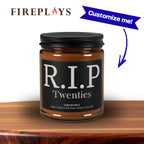 Funny Personalizable RIP Birthday Candle Scented Soy Candle, Amber Jar