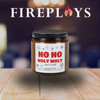 Funny scented Christmas gift candle for sarcastic humor-loving friend: HO HO Holy Moly Message
