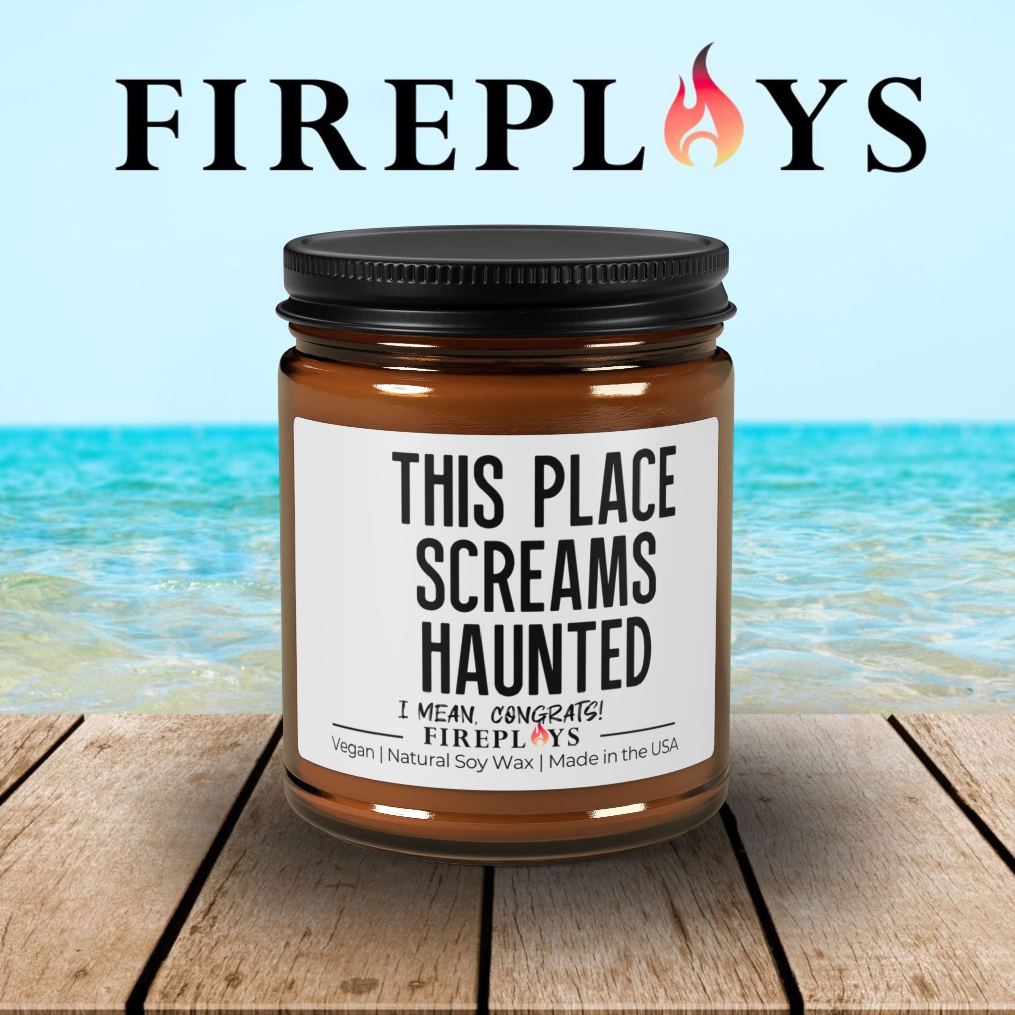 New Home gift, this place screams haunted candle, funny gift candle, humor candle gift, scented candle with message