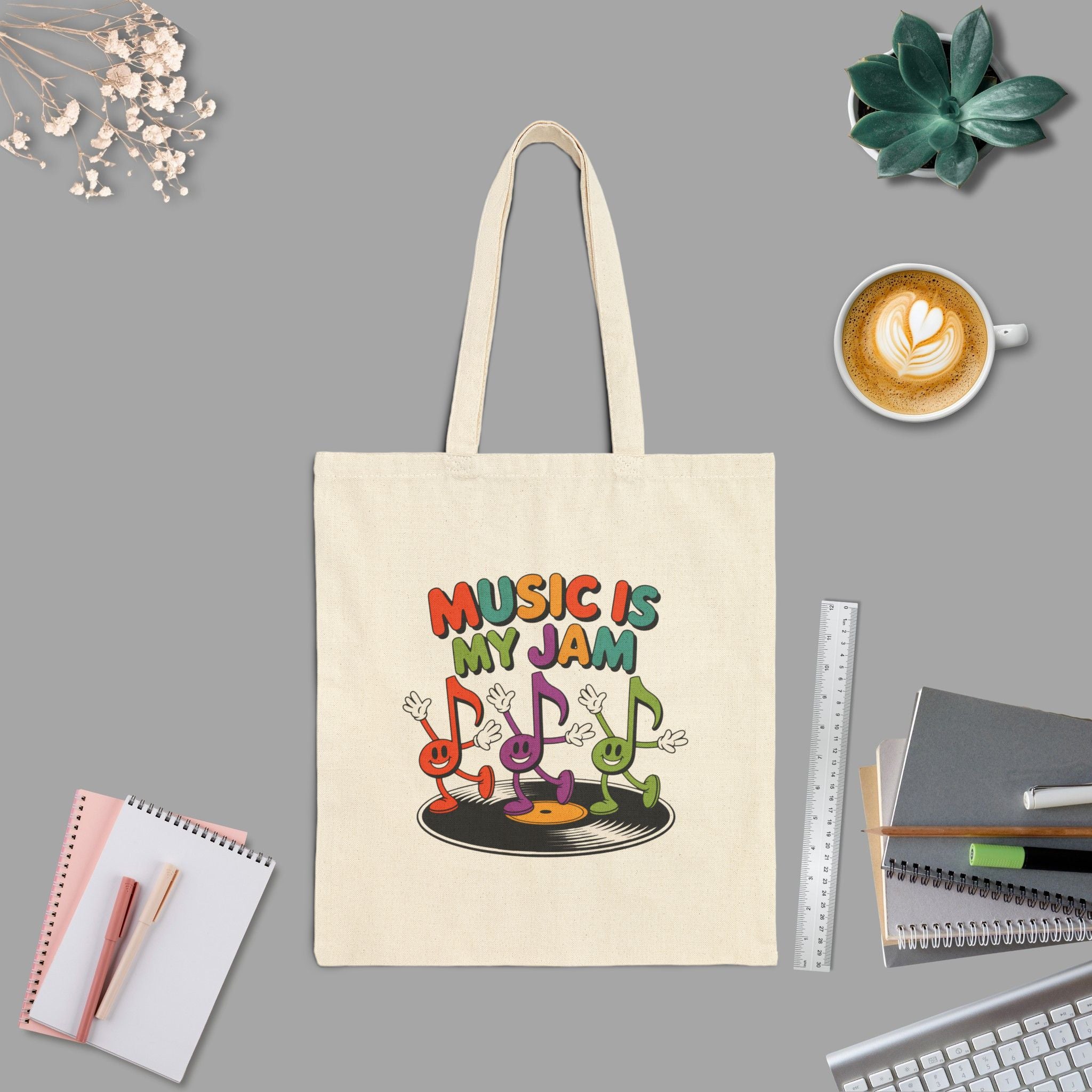 Music Band Teacher Vinyl Record Tote Bag - Gift for Old School Music Lovers, Cotton Canvas Shopper, Music Teacher Appreciation, Musician